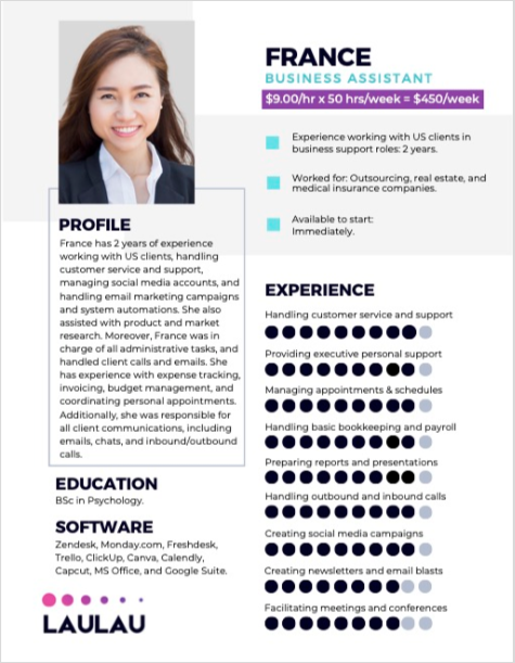 France, Business Assistant with 2 years of experience