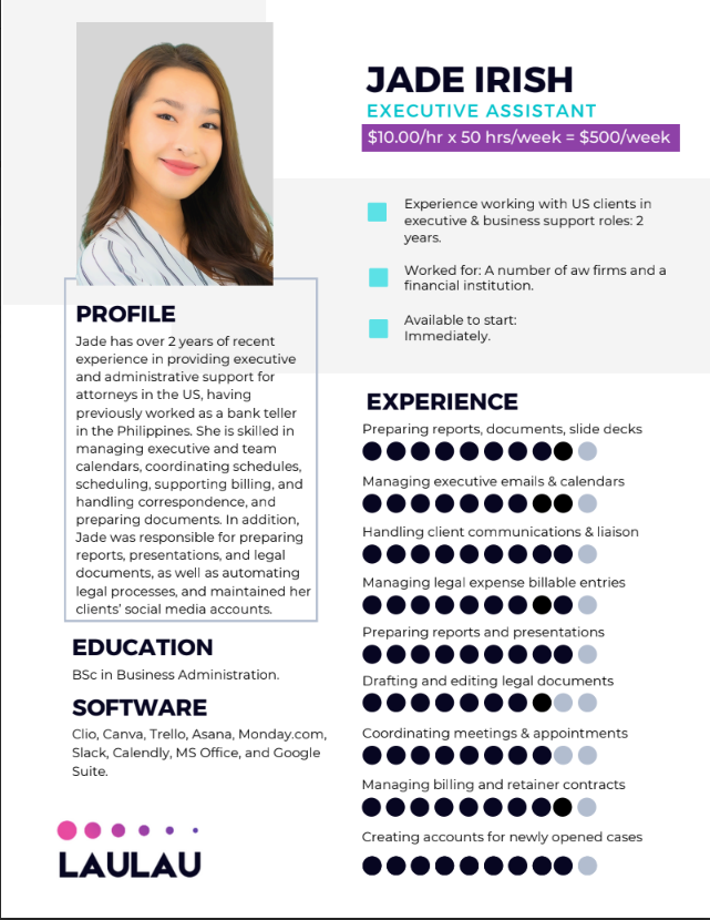 Jade Irish, Executive Assistant with 2 years of experience